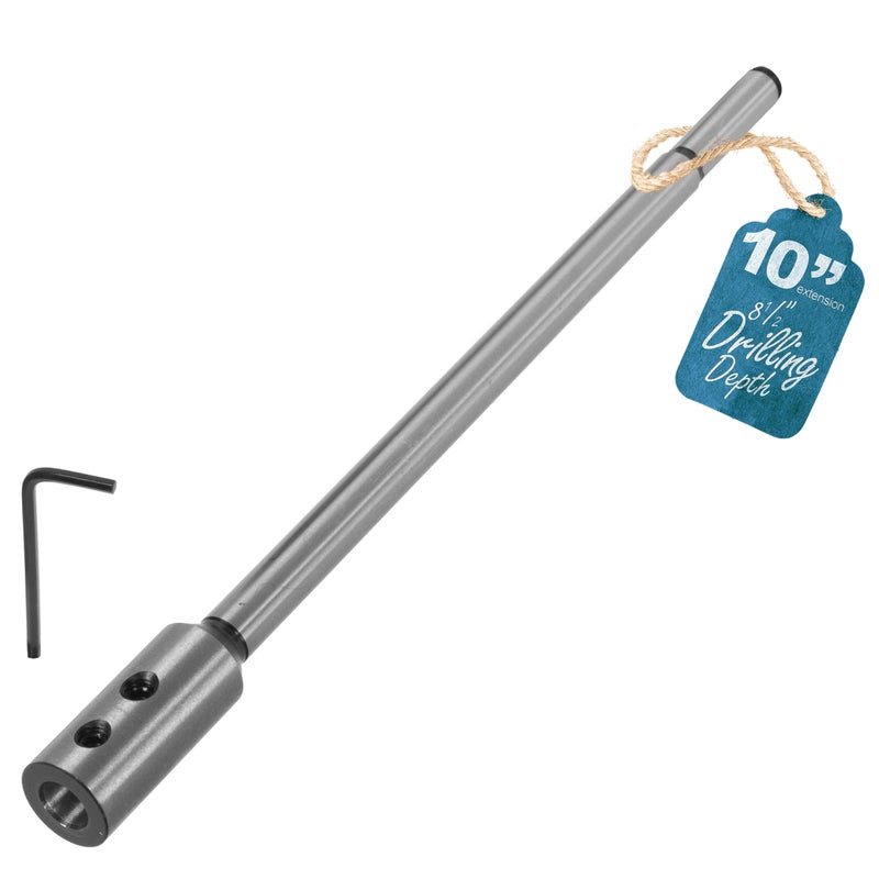 Fulton Woodworking Tools Fulton 10" Forstner Bit Extension â€“ Heavy Duty Steel 3/8 Drill Bit Extension, Adds 8-1/2" Drilling Depth to Forstner Bits for Woodturning, Furniture & Carpentry - Image 1